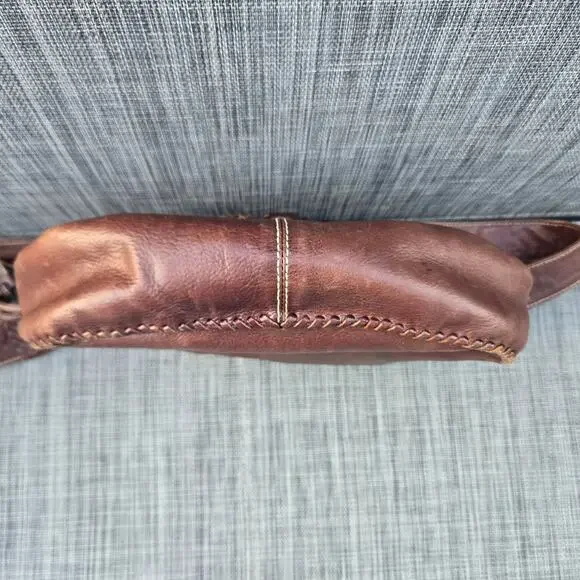 Frye Brown Leather Crossbody Bag Braided Trim - Picture 5 of 16